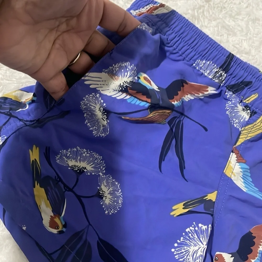 Patagonia Blue Parrot Print Shorts for kids